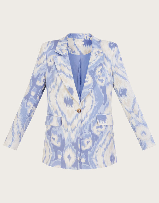 Peggy Blazer in Linen Blend, Blue (BLUE), large