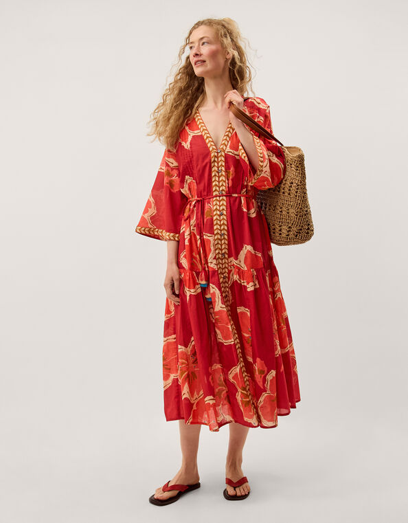 Yasmin Floral Midi Tunic Dress, Pink (PINK), large