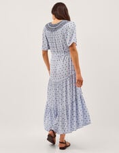 Mia Embroidered Print Midi Dress, Blue (BLUE), large