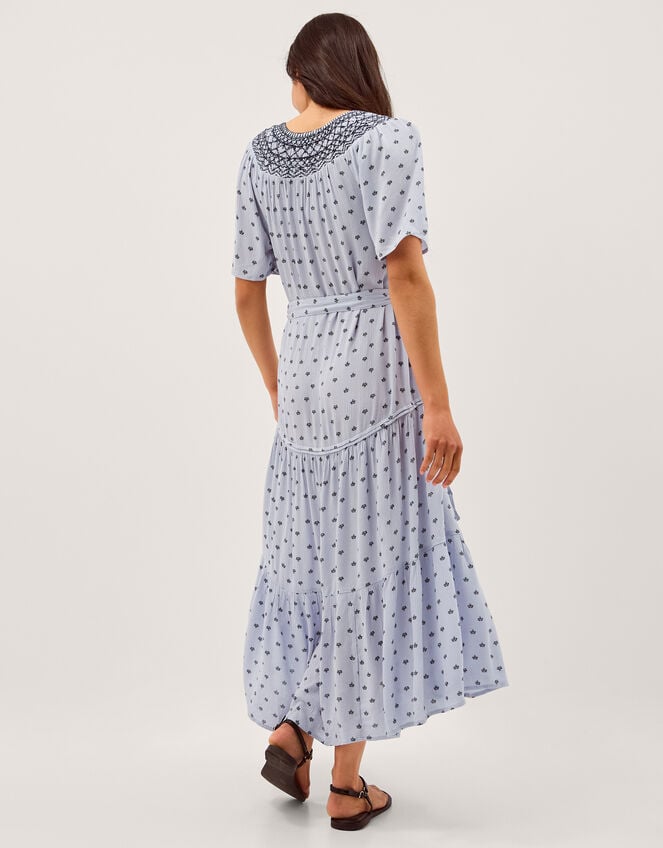 Mia Embroidered Print Midi Dress, Blue (BLUE), large