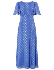 Ann Metallic Spot Maxi Dress, Blue (BLUE), large