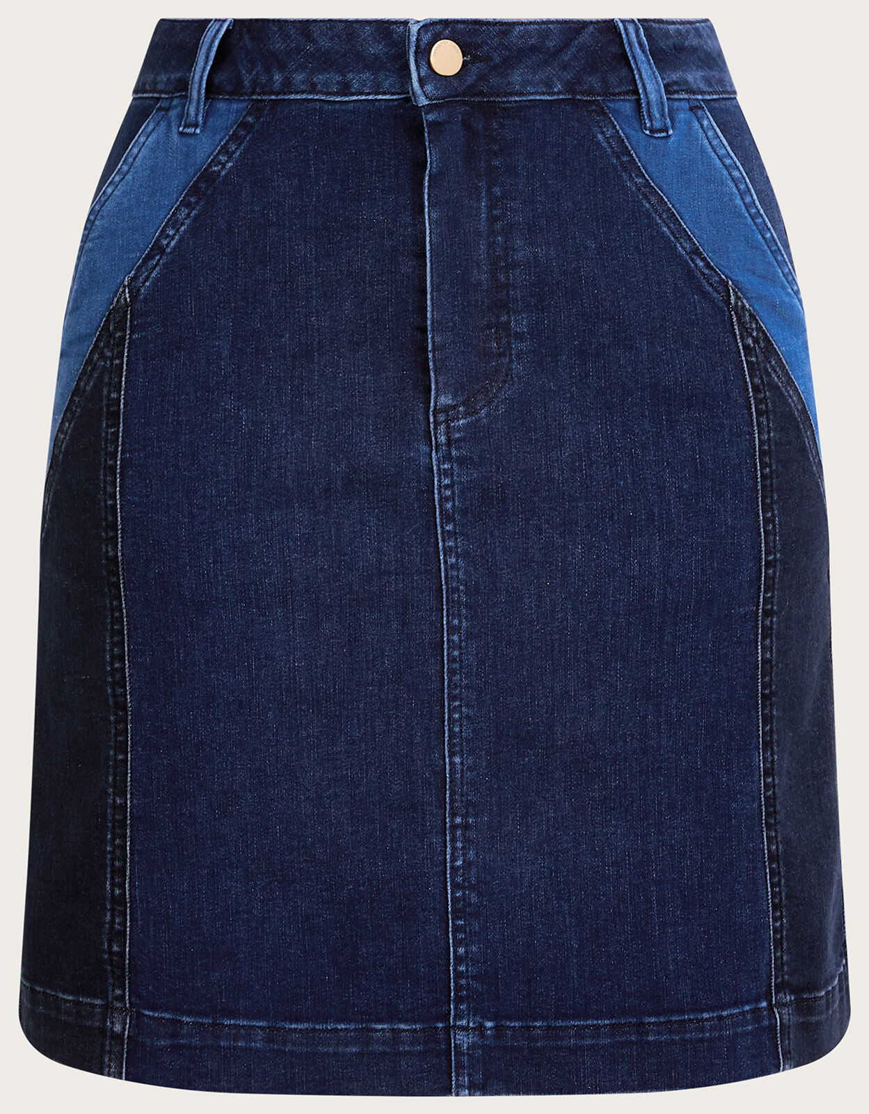 Patched denim skirt sale