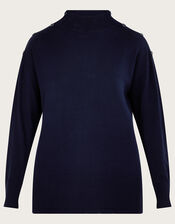 Turtle Neck Loose Jumper with LENZING™ ECOVERO™ , Blue (NAVY), large