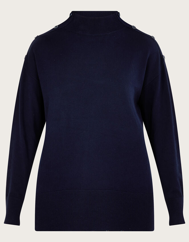 Turtle Neck Loose Jumper with LENZING™ ECOVERO™ , Blue (NAVY), large