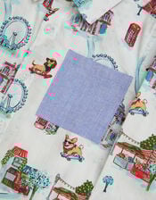 London Print Long Sleeve Shirt , White (WHITE), large