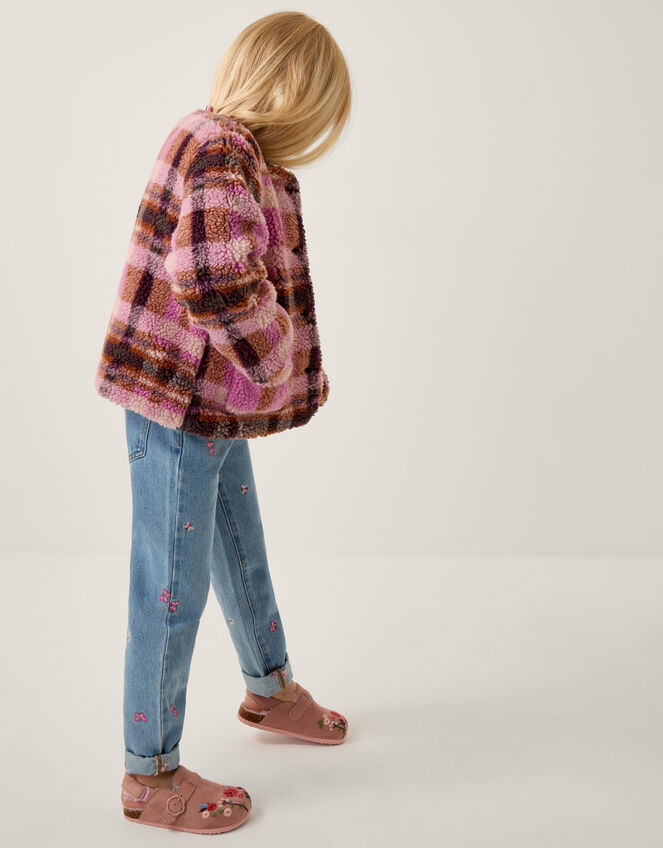 Check Print Borg Jacket, Pink (PINK), large