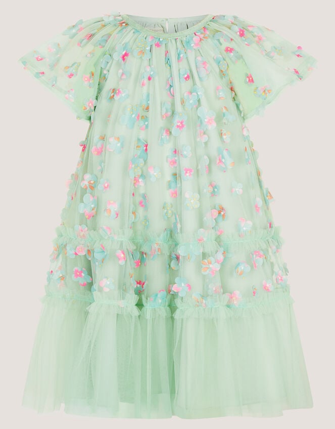 Kala Floral Appliqu&eacute; Party Dress, Green (SAGE), large