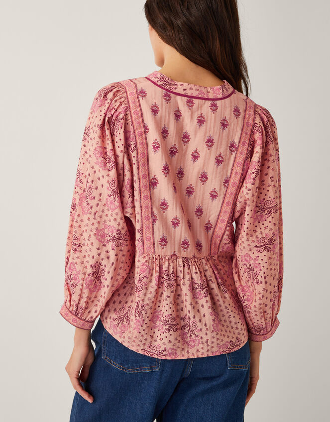 Sibyl Contrast Print Blouse, Orange (CORAL), large