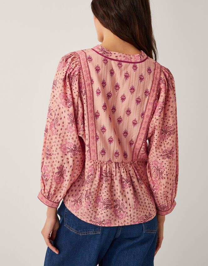 Sibyl Contrast Print Blouse, Orange (CORAL), large