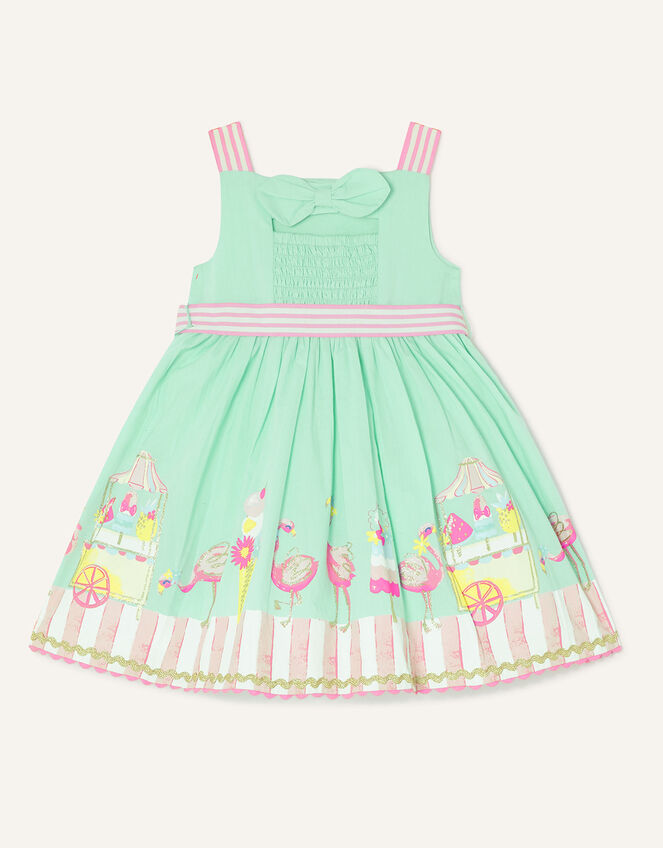 Baby Flamingo Scene Strappy Dress, Blue (AQUA), large