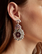 Gemstone Floral Drop Earrings, , large