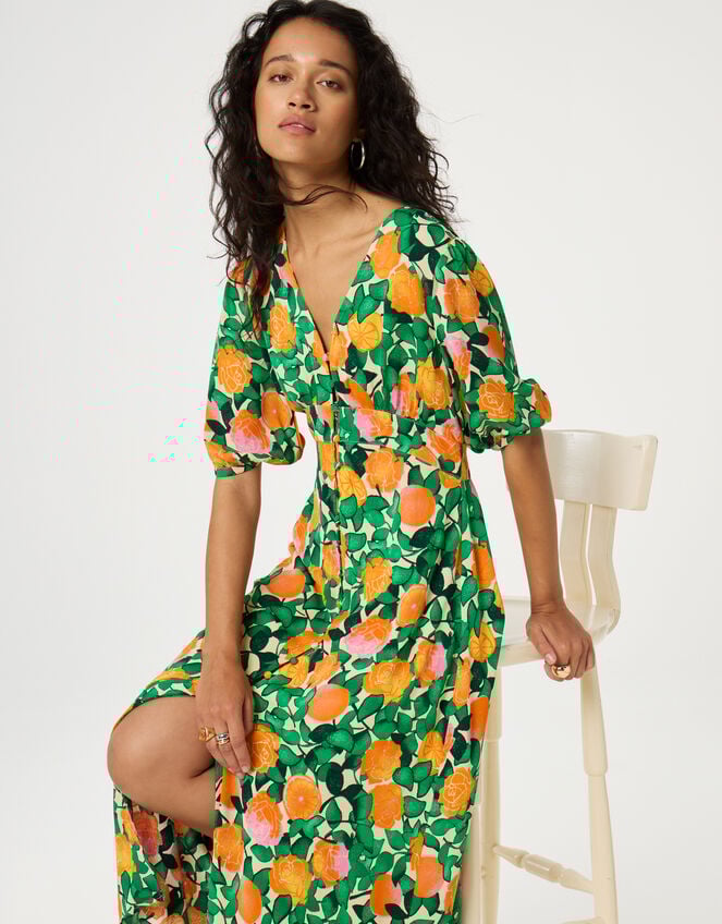 Fabienne Chapot Ana Fruity Floral Midi Dress, Green (GREEN), large