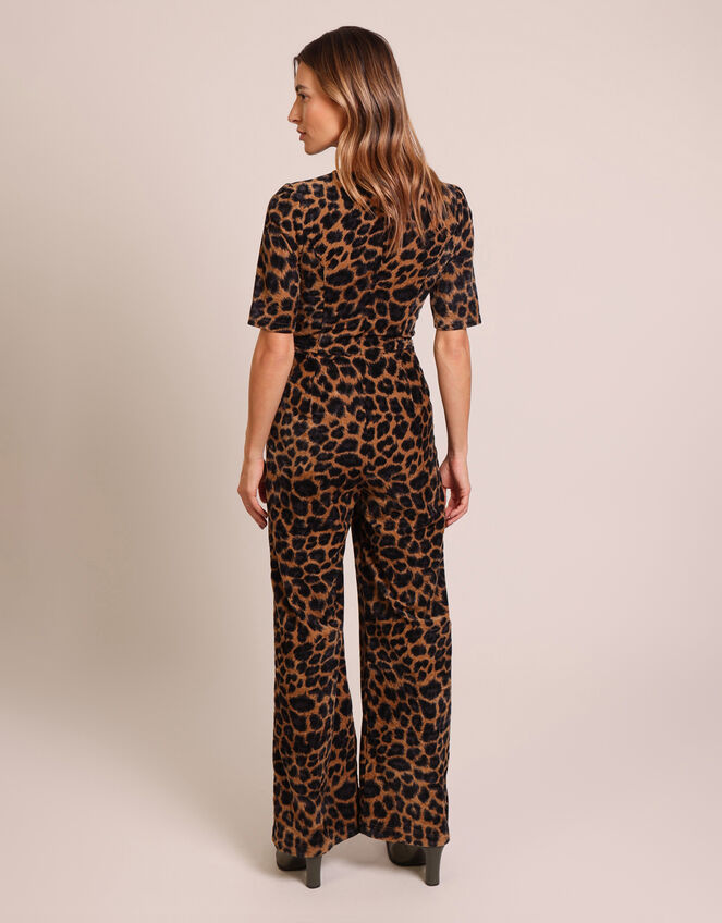 Traffic People Clan Leopard Print Jumpsuit, Black (BLACK), large