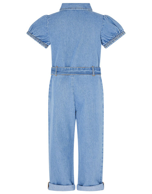 Denim Puff Sleeve Jumpsuit Blue Girls Jumpsuits Playsuits Monsoon Global