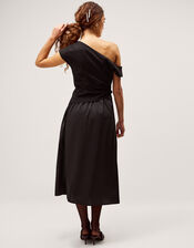 Tilly Asymmetrical Shoulder Midi Dress, Black (BLACK), large
