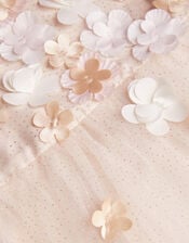Baby Darcie 3D Flower Glitter Tulle Dress, Gold (GOLD), large