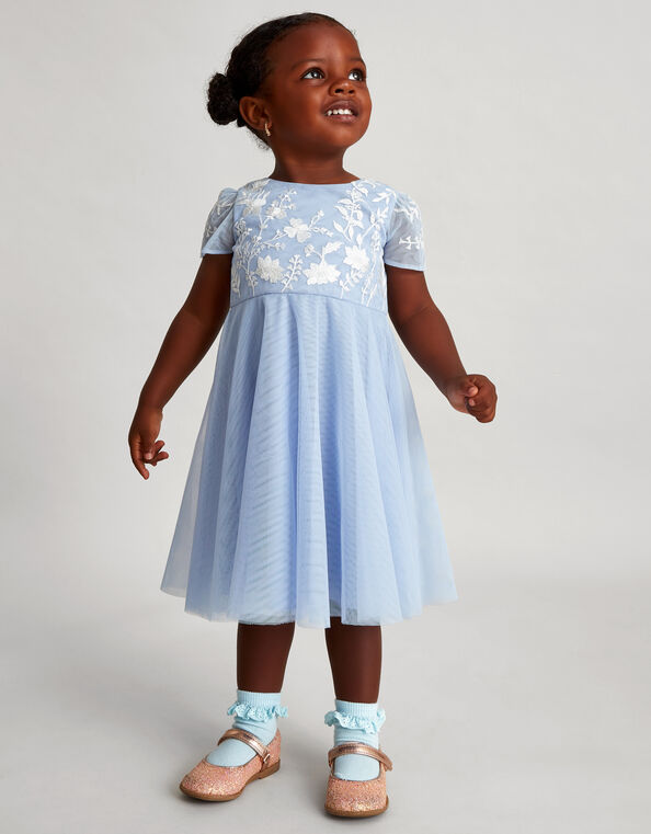 Baby Emmy Embroidered Party Dress, Blue (BLUE), large