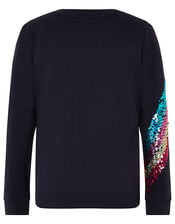 Rainbow Sequin Sweat Jumper, Blue (BLUE), large