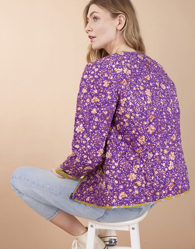 East Lana Print Quilted Jacket, Purple (PURPLE), large