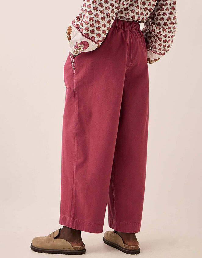 East Della Wide Leg Cotton Twill Trousers, Pink (PINK), large