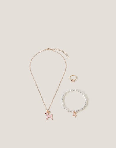 Ruby Christmas Reindeer Jewellery Set, , large