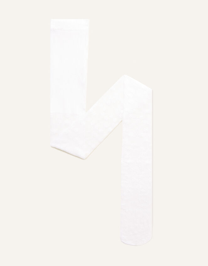 Flower Lacey Tights, White (WHITE), large