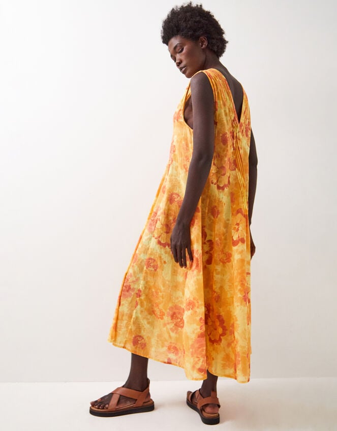 East Nikki Print Midi Smock Dress, Orange (RUST), large
