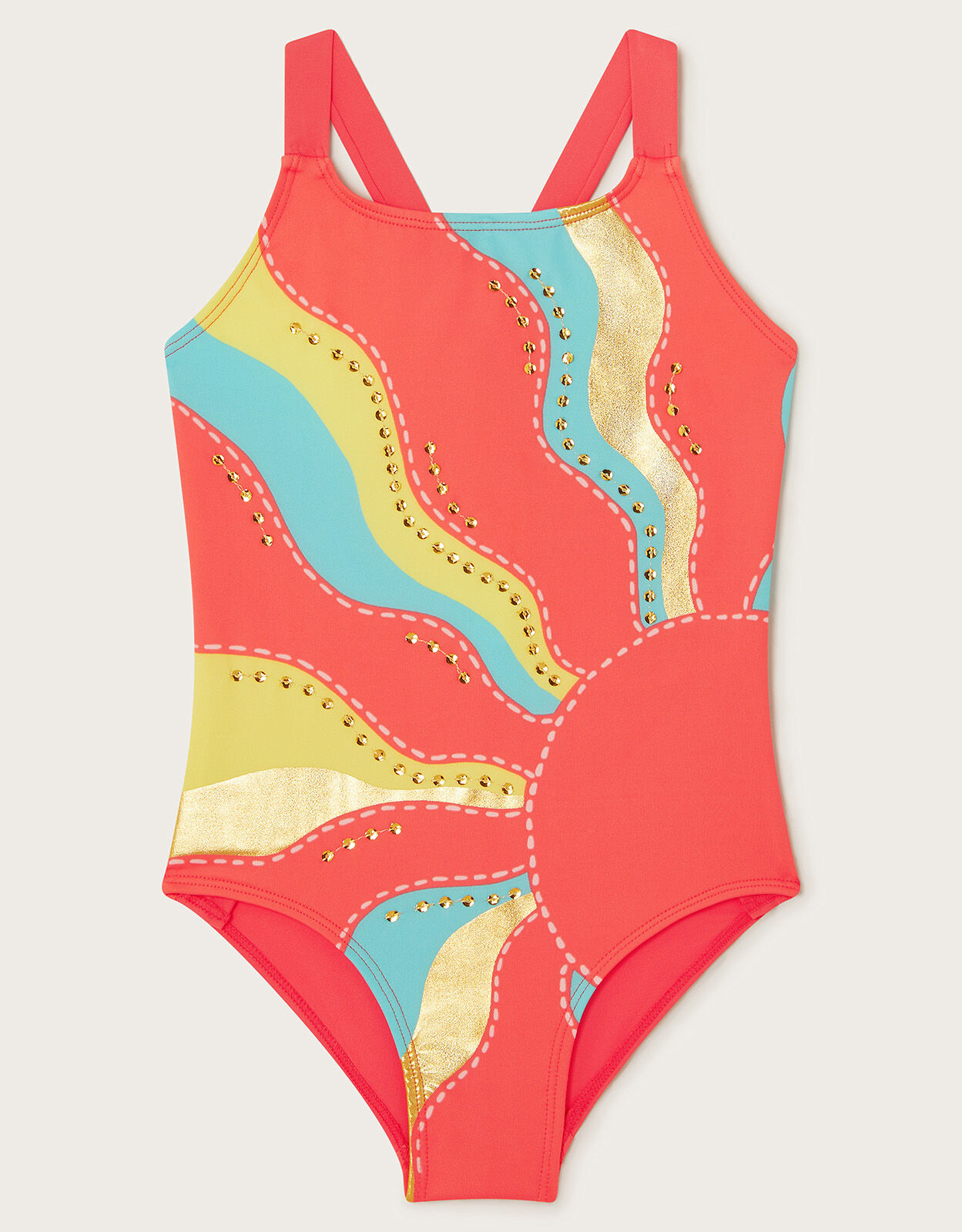 Sunshine Sequin Swimsuit Orange Girls Beach Swimwear
