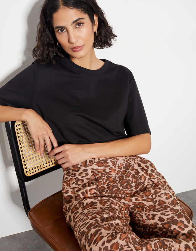 Arielle Leopard Print Pants, Brown (BROWN), large