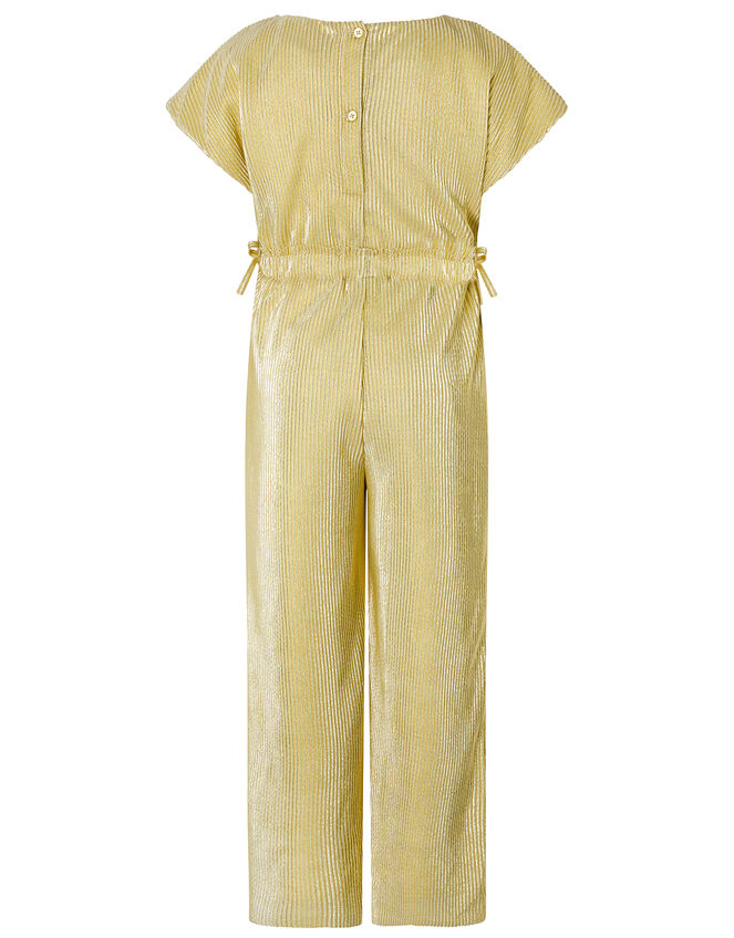 Gia Metallic Plisse Jumpsuit, Gold (GOLD), large