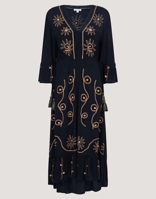 Sophy Embroidered Maxi Kaftan, Black (BLACK), large