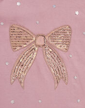 Sequin Bow Puff Sleeve T-Shirt, Purple (PURPLE), large