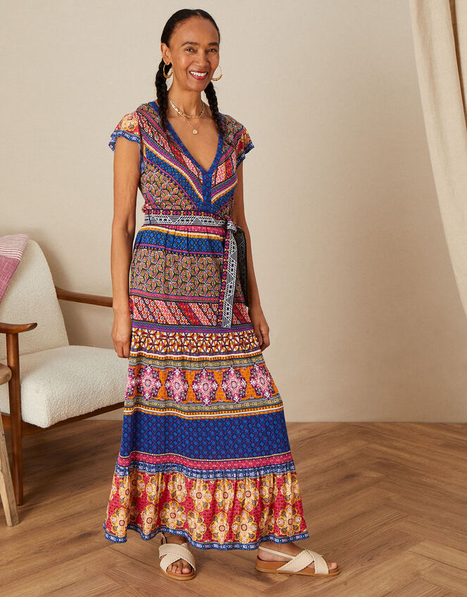 Colourful Multi Print Belted Dress in LENZING™ ECOVERO™, Multi (MULTI), large