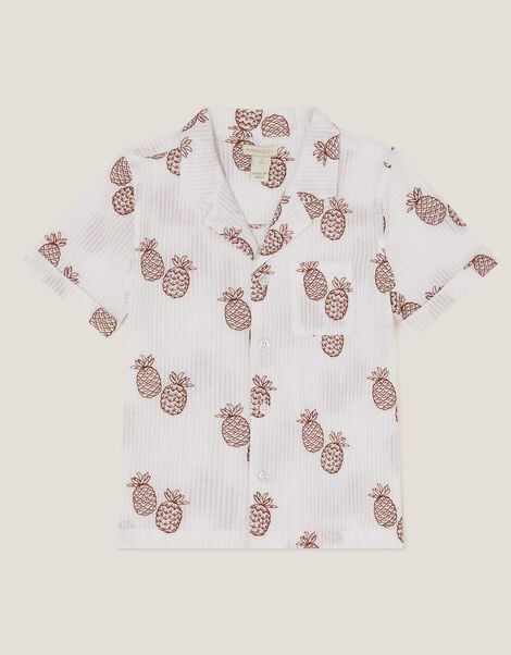 Pineapple Print Shirt, Cream (CREAM), large