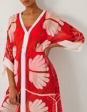 Nara Leaf Print Kaftan, Orange (RUST), large