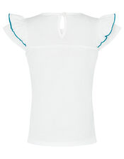 Ivory Embroidered Tape Jersey Top in Organic Cotton, Ivory (IVORY), large
