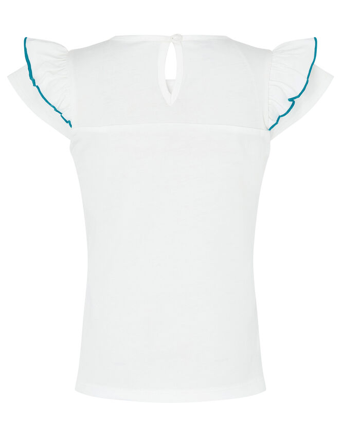 Ivory Embroidered Tape Jersey Top in Organic Cotton, Ivory (IVORY), large
