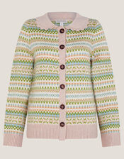 Fawn Fair Isle Cardigan, Green (GREEN), large