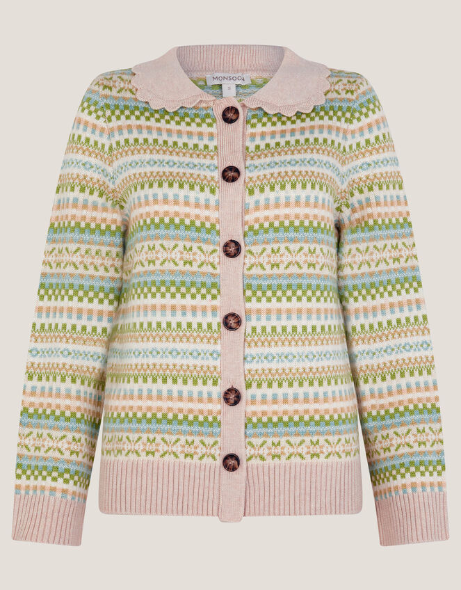 Fawn Fair Isle Cardigan, Green (GREEN), large