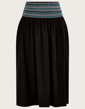 Shirred Waist Jersey Skirt , Black (BLACK), large