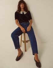 Asha High Waisted Barrel Jeans, Blue (DARK BLUE), large