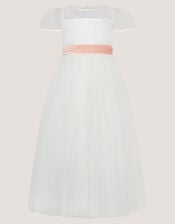 Velvet Bow Bridesmaid Dress, Ivory (IVORY), large