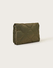 Quilted Nylon Cross-Body Bag, Green (KHAKI), large