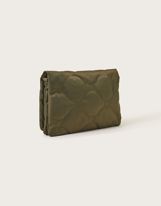 Quilted Nylon Cross-Body Bag, Green (KHAKI), large