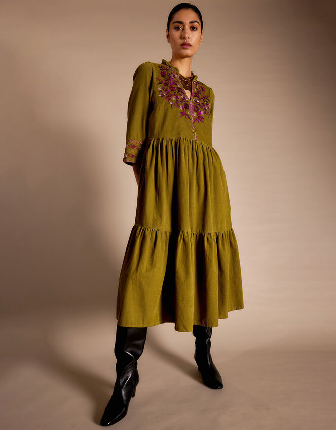 East Janelle Cord Dress, Green (GREEN), large