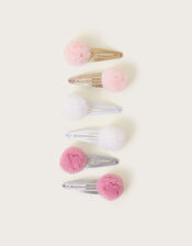 6-Pack Tulle Pom Glitter Hair Clips, , large