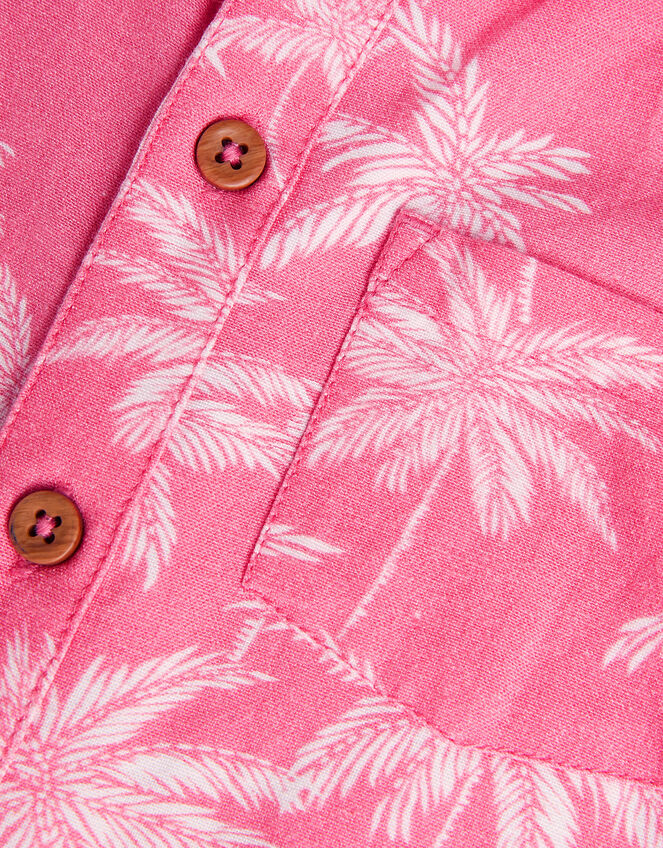 Palm Print Short Sleeve Shirt, Pink (PINK), large