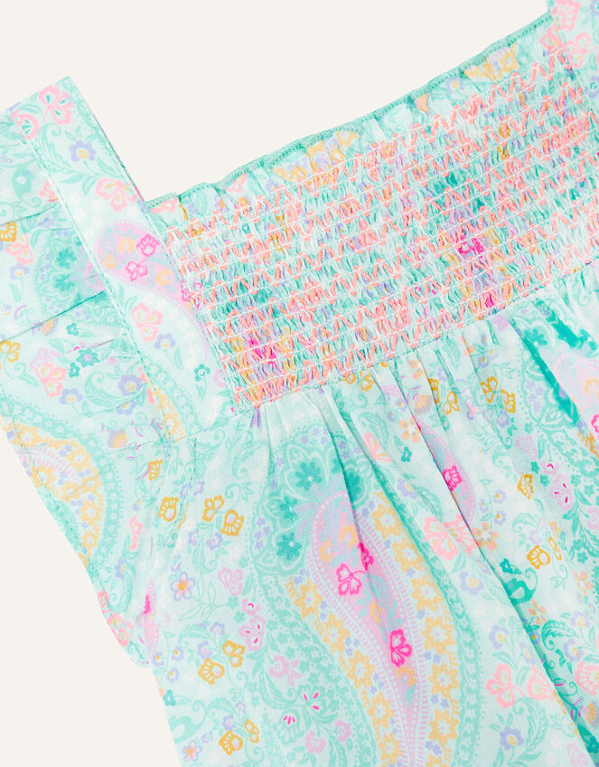 Baby Paisley Print Romper , Blue (AQUA), large