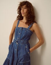 Chiara Belted Denim Midi Dress, Blue (MID AUTHENTIC BLUE), large