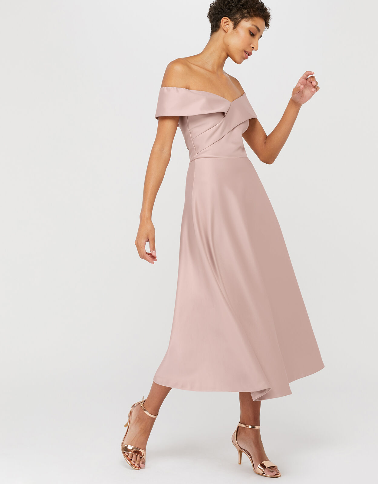 Sigourney Satin Midi Dress Pink Evening Dresses Monsoon ROI